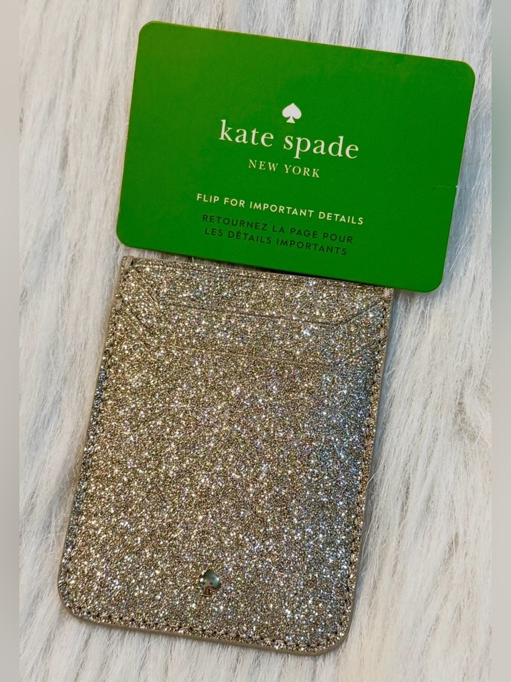 Kate Spade New York Glitter Triple Sticker Smartphone Pocket Gold NWOT RARE